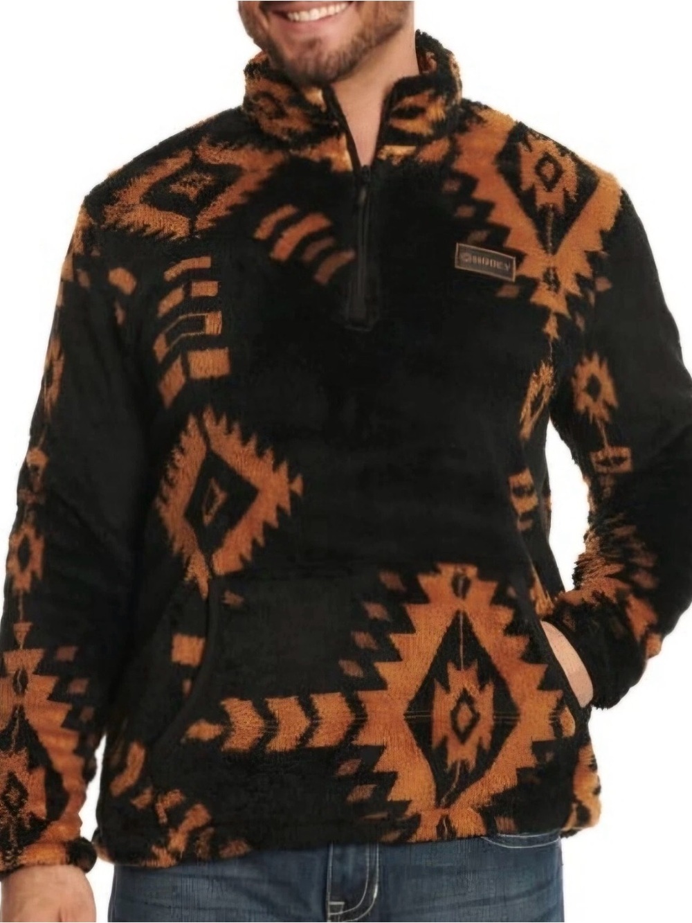 Hooey Black & Rust Aztec Fleece Half-Zip Pullover